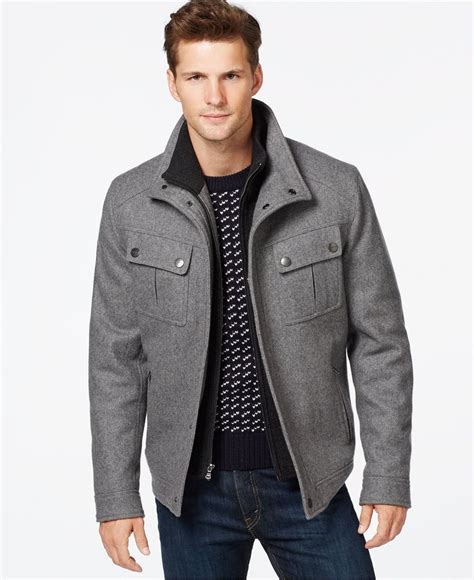 michael kors men's wool blend coat gray|2.